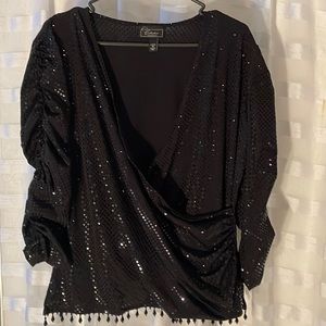 Stunning Beaded Sparkly Black Top 16